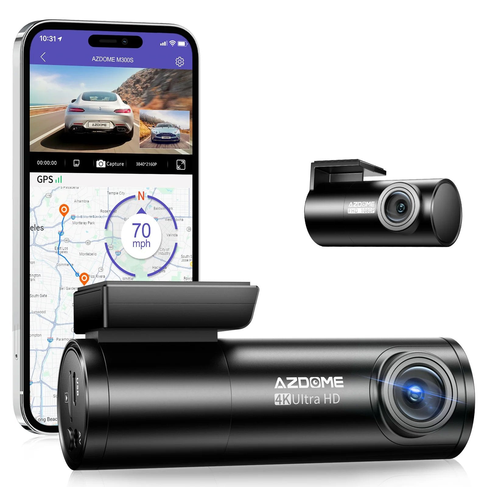 <tc>AZDome M300S 4K 2CH Dual Wifi GPS Dashcam</tc>