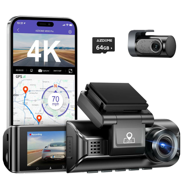 AZDome M550 Pro 2CH 4K Wifi GPS 64gb Dashcam