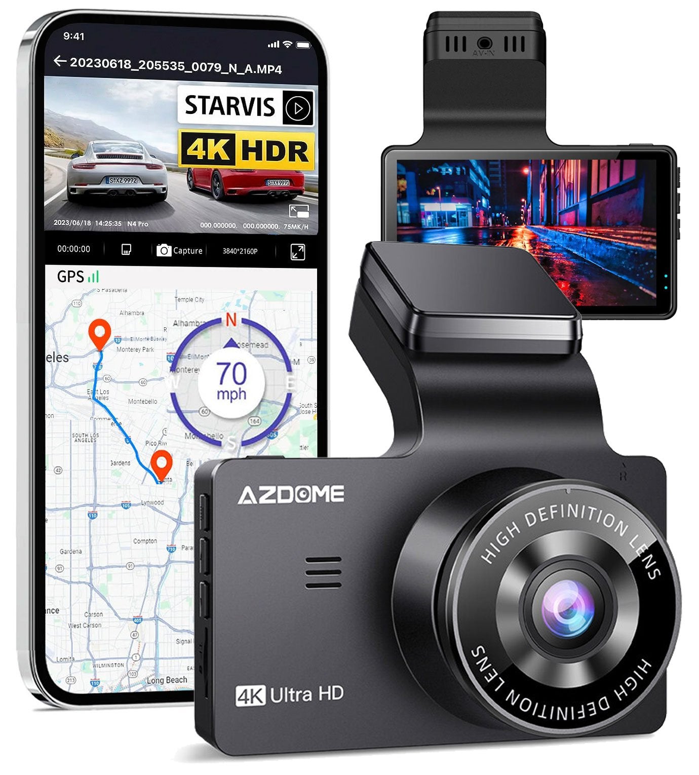 <tc>AZDome M63 Pro True 4K 64gb Wifi GPS Dashcam</tc>